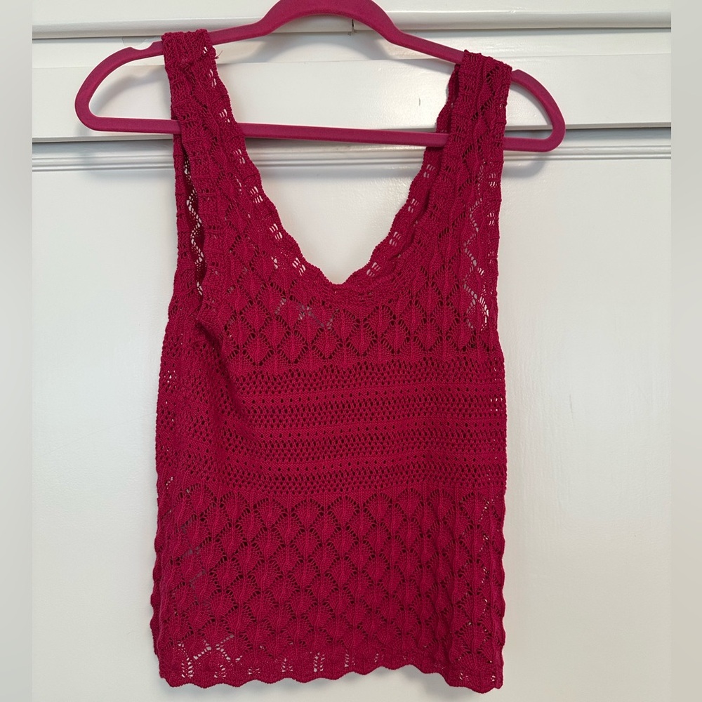 Mango magenta crochet top